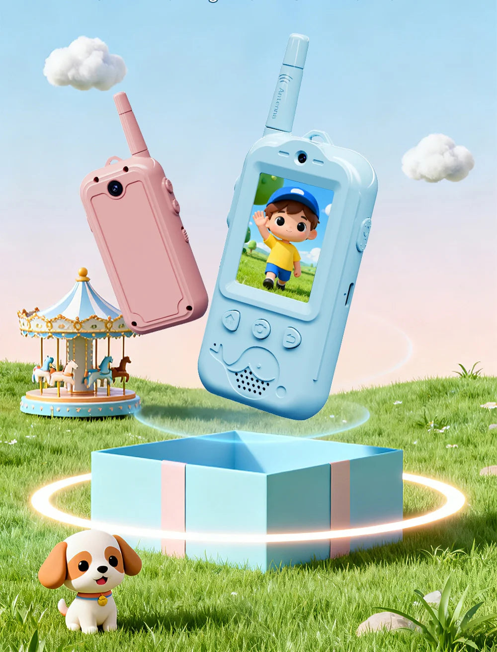 Athero Video Walkie Talkies for Kids (Pink + Blue)