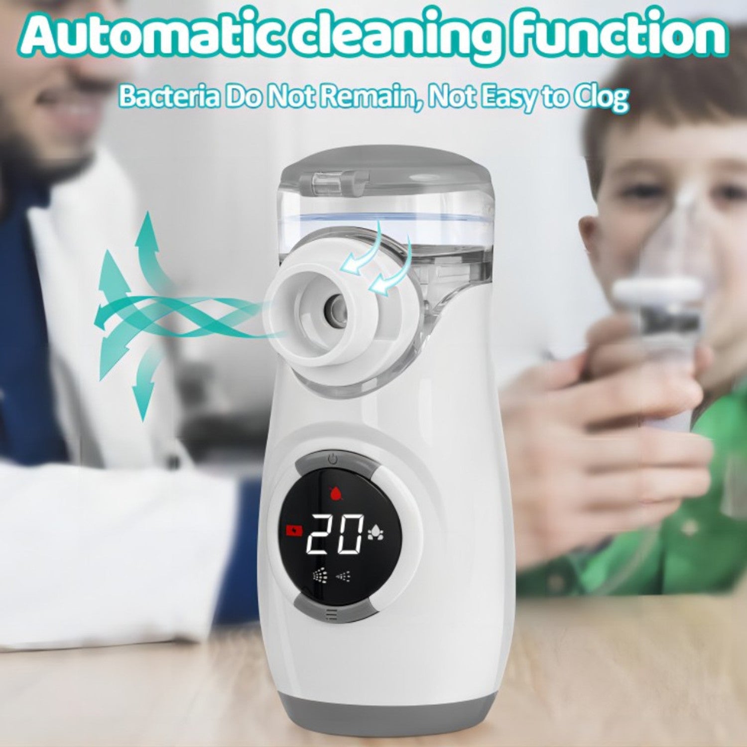 Digital Rechargeable Nebulization Machine- 2 Timer Modes | Child And Adult Mesh Nebulizer (White)