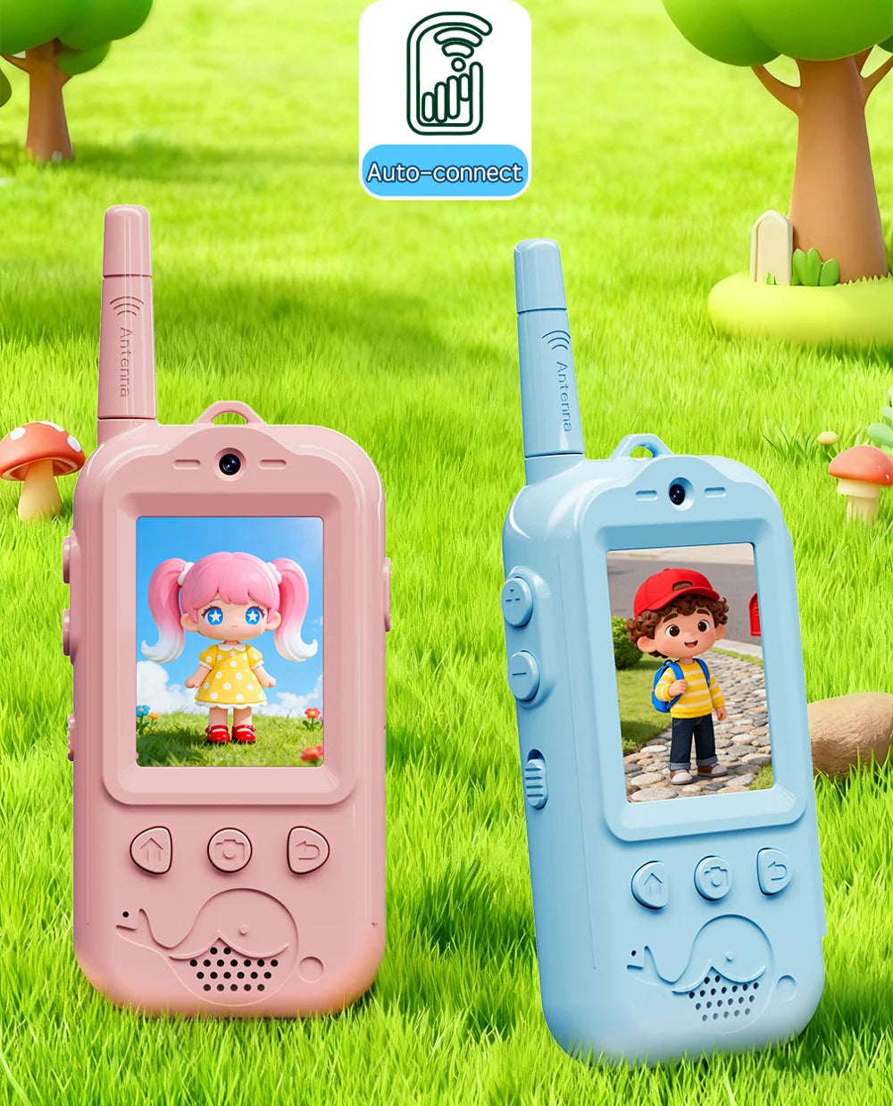 Athero Video Walkie Talkies for Kids (Pink + Blue)