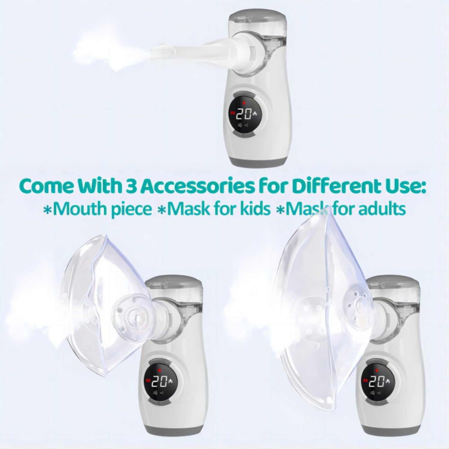 Digital Rechargeable Nebulization Machine- 2 Timer Modes | Child And Adult Mesh Nebulizer (White)