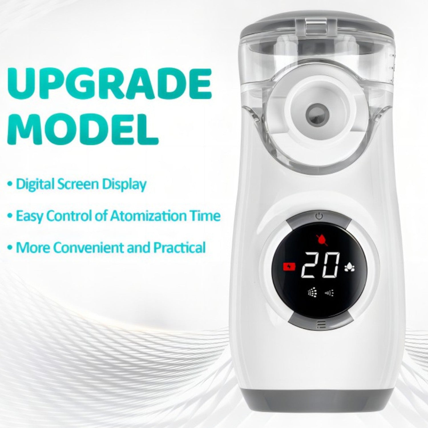 Digital Rechargeable Nebulization Machine- 2 Timer Modes | Child And Adult Mesh Nebulizer (White)